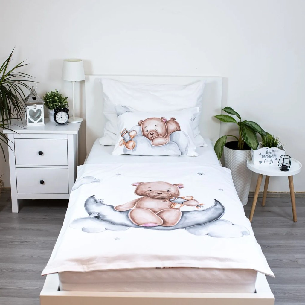 Jerry Fabrics Obliečky do postieľky 100x135 + 40x60 cm - Medvedík "Plane"