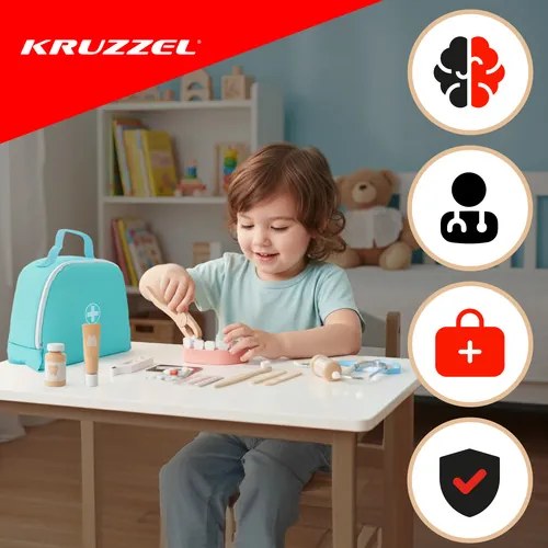 ISO Trade Kruzzel Little Dentist – 24-dielna zubárska sada v lekárskej taške, darček pre deti 3+
