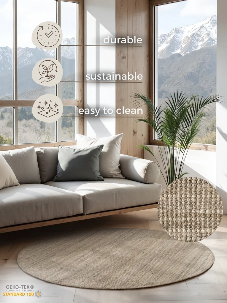 Kusový koberec Jaipur 105975 Grey/Brown kruh, 200x200 (priemer) kruh, béžová, chodba / predsieň, Hanse Home