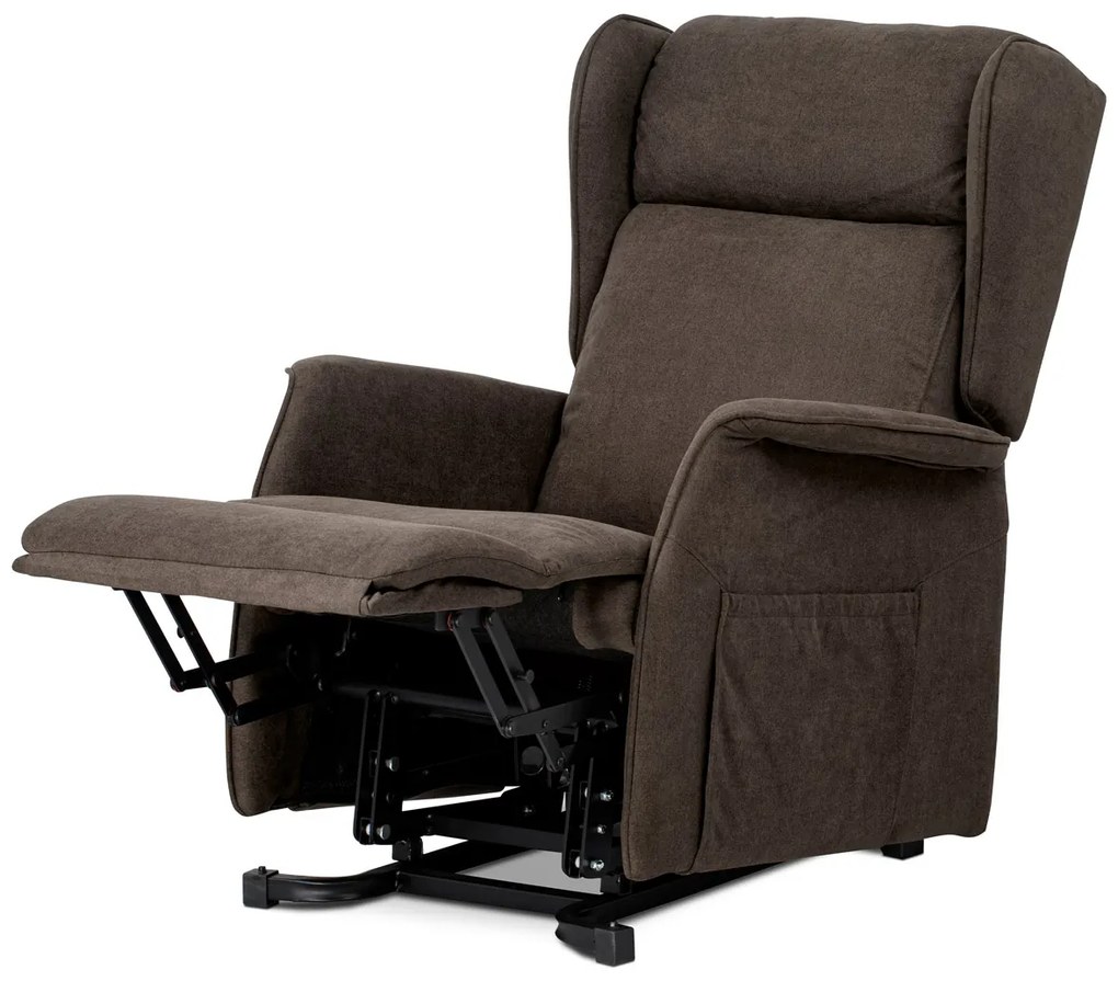 Autronic - TV a relaxačné kreslo "ušiak", elektrické polohovanie, 1 motor 230V/29V, poťah hnedá látka - TV-1190 BR2
