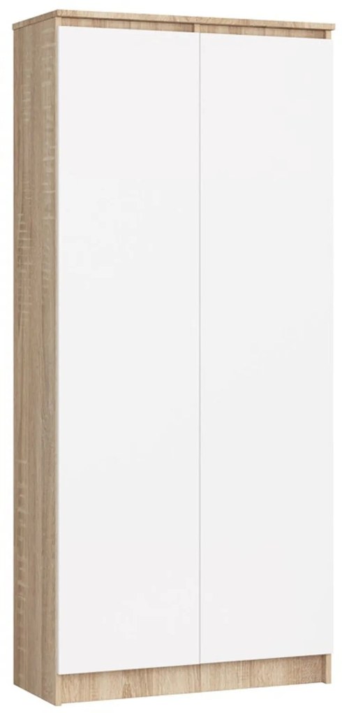 Regál R 80 cm CLP 2 dvierka 8 poličiek dub sonoma/biela