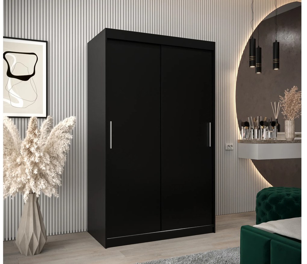 Šatníková skriňa 120 cm Toki (Čierna matná + Biela matná). Akcia -42%. Vlastná spoľahlivá doprava až k Vám domov. 1064807
