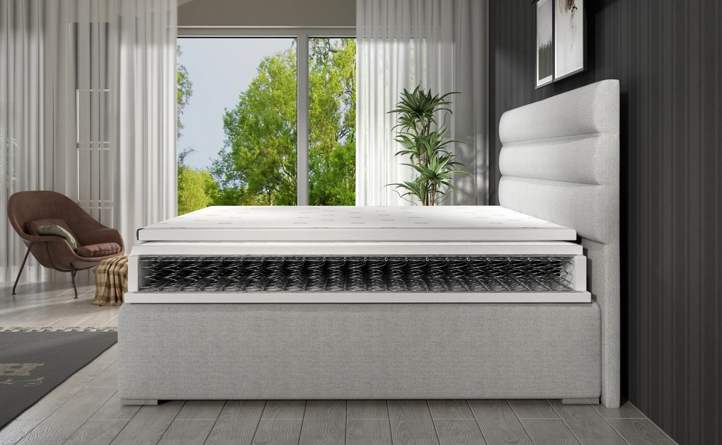 Elegantná box spring posteľ Barone 180x200, biela