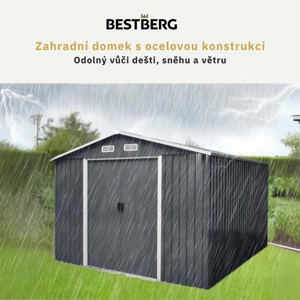 Záhradný domček BestBerg ZDB-9Z / 9 m² / 279 x 324 x 211 cm / zelený