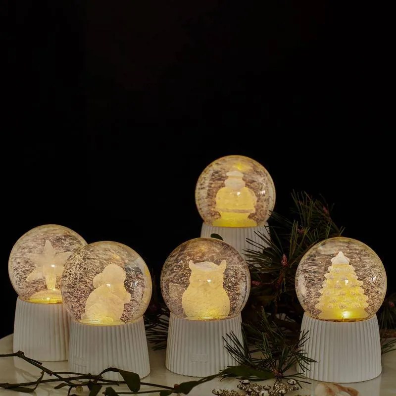 DECOLED LED snehová guľa, snehuliak, 10 x 14,5 cm, Santa