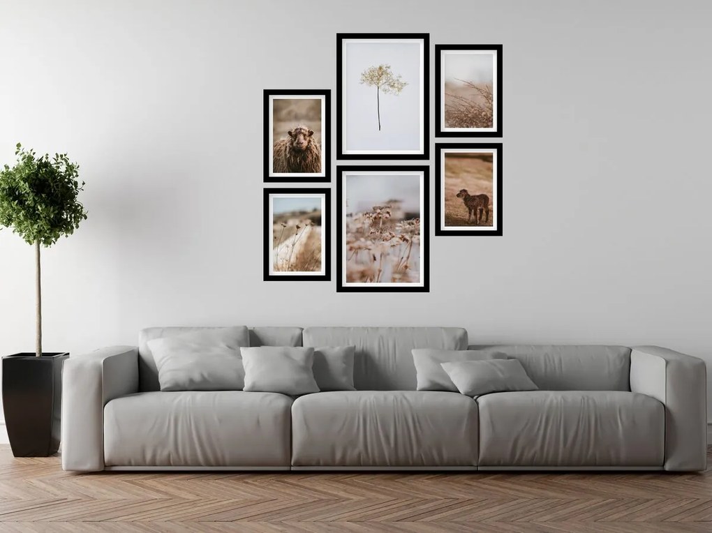 Gario Sada plagátov Krása divej prírody - 6 dielna Farba rámu: Rustikálna, Veľkosť: 85 x 92 cm