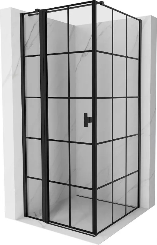 Mexen Mist T, sprchový kút s krídlovými dverami, ľavý, 120 x 120 cm, 8mm číre sklo, čierny profil, 8A4T-120-120-70-77-L
