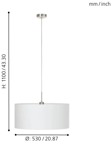 Eglo 31575 - Luster na lanku PASTERI 1xE27/60W/230V