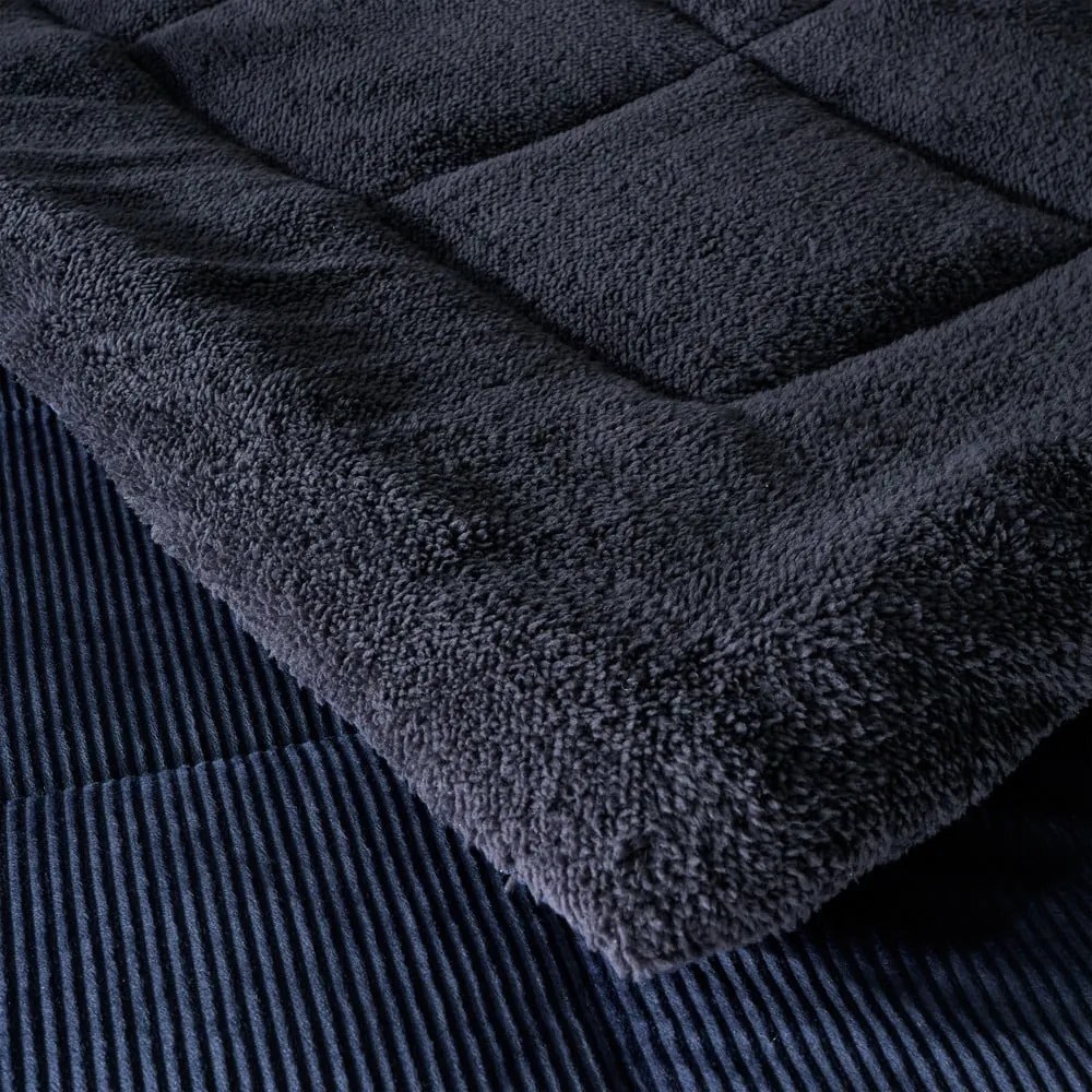 Tmavomodrý prešívaný prehoz z mikroplyšu na dvojlôžko 200x220 cm Cosy Cord - Catherine Lansfield