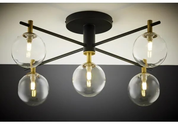 Jupiter 2035 - Prisadený luster FIGARO 5xG9/10W/230V čierna/zlatá/béžová/číra