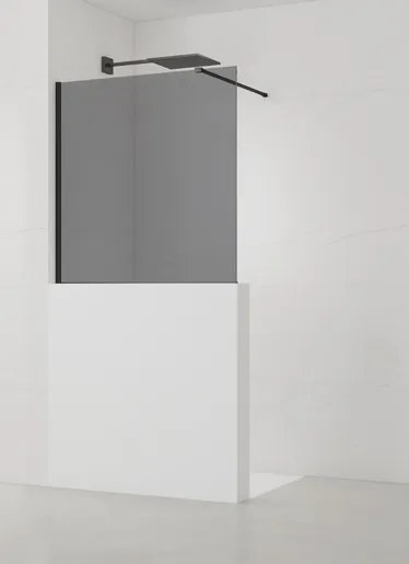 Sprchová zástěna SAT Walk-in 100x100 cm na nižšiu priečku čierna SATBWIS100KSPRC