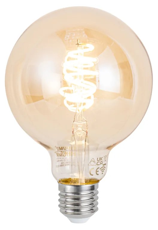 Inteligentná oblúková lampa mosadzná s čírym sklom vrátane WiFi G95 - Arc
