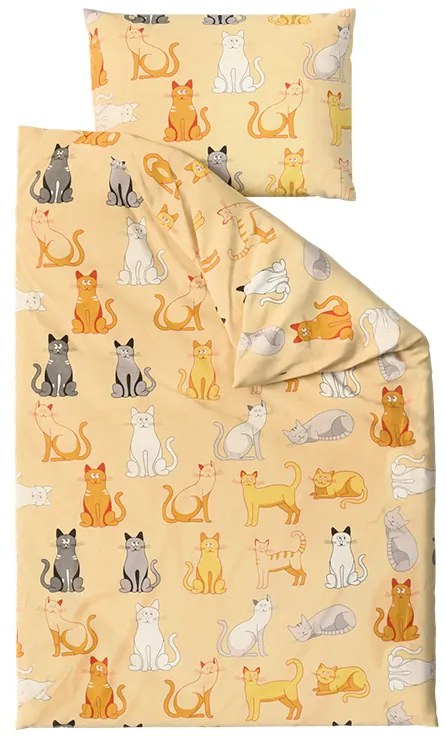 Bavlnené obliečky CHROMA CATS krémové Rozmer obliečky: 70 x 90 cm | 140 x 200 cm