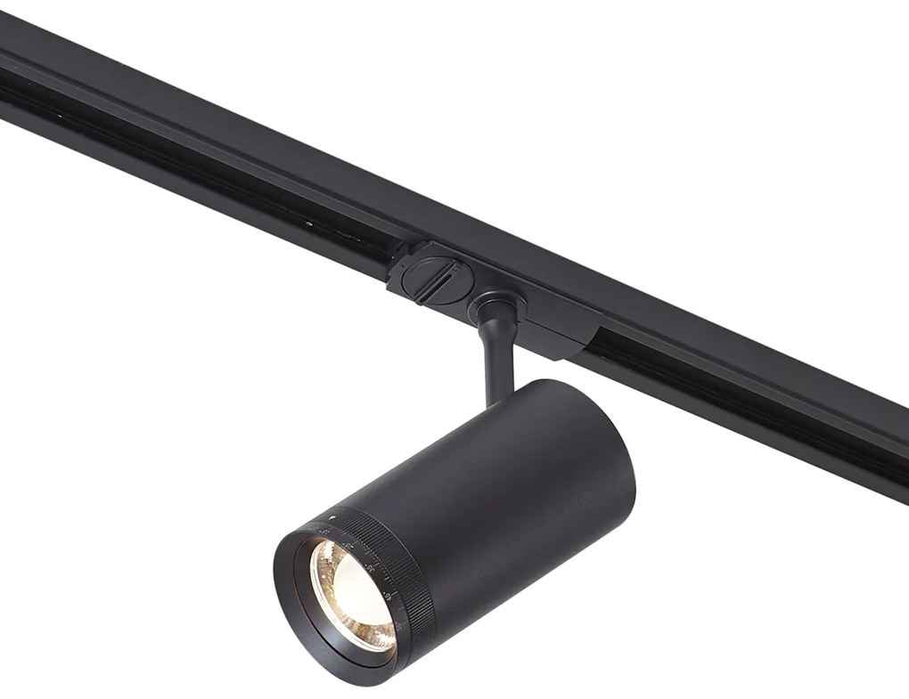 Moderný čierny reflektor pre 1-fázový koľajnicový systém vrátane LED otočného a naklápacieho - Iconic Zoom