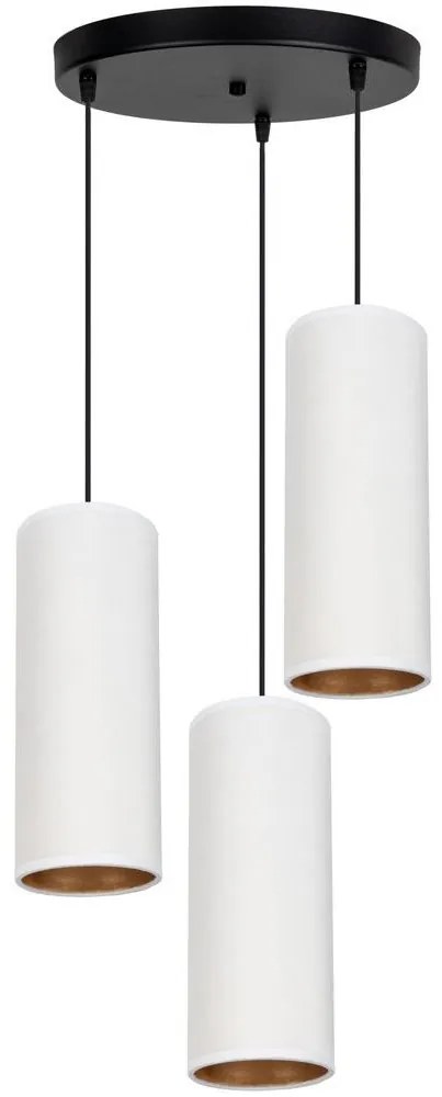 Luster na lanku AVALO 3xE27/60W/230V pr. 35 cm biela/medená