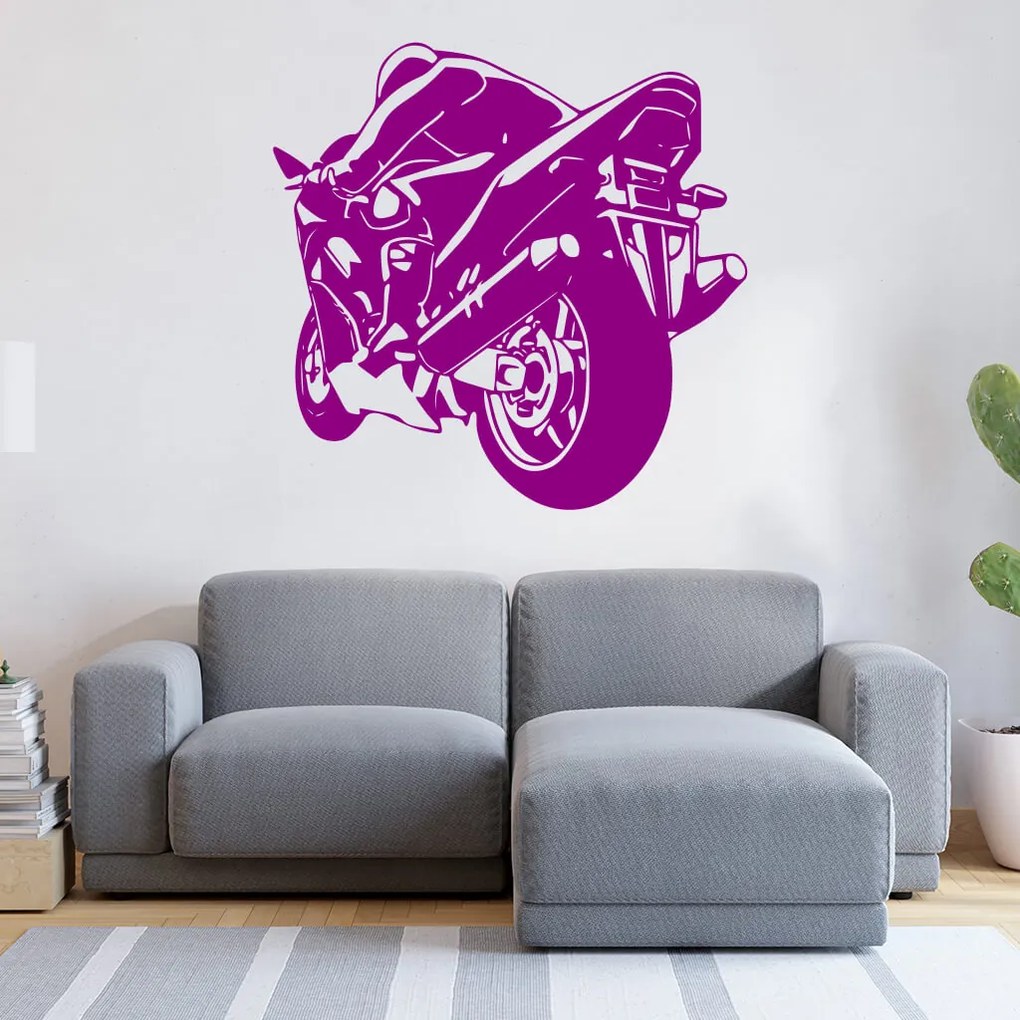 Veselá Stena Samolepka Športová motorka Farba: modrá, Veľkosť: 80 x 78 cm