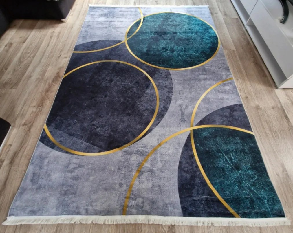 HU Sivo hnedý navy moderný koberec VELVET M388 Rozmer: 50x80 cm