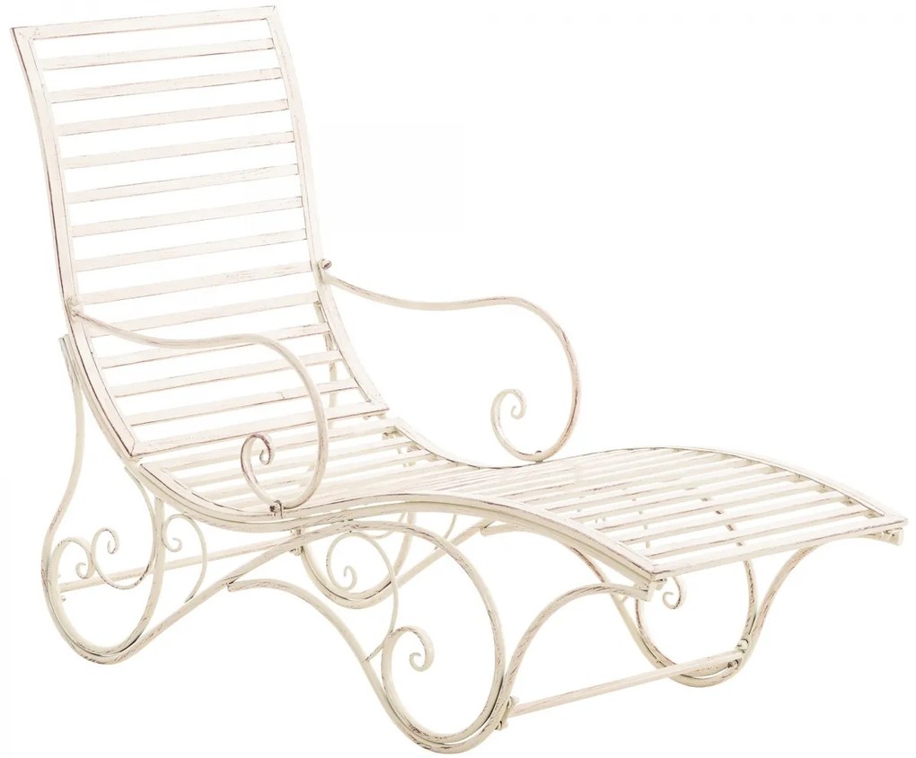 Kovová záhradné lehátko Amiens - Krémová antik
