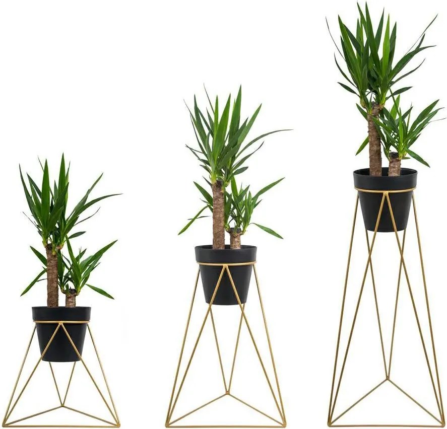 STOJAN NA KVETINÁČ TRIANGLE 90X50X24 CM ZLATÁ