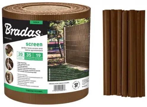Bradas Tieniaca fólia na plot 19cm x 35m Brown 450g/m2 + spony