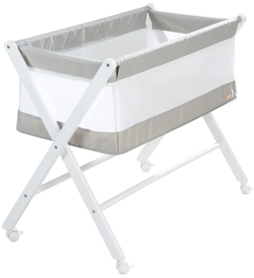 Biela skladacia kolíska na kolieskach 90x45 cm – Roba