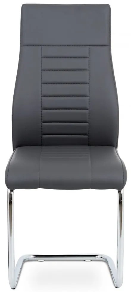 Jedálenská stolička CLARK — chróm, ekokoža, šedá