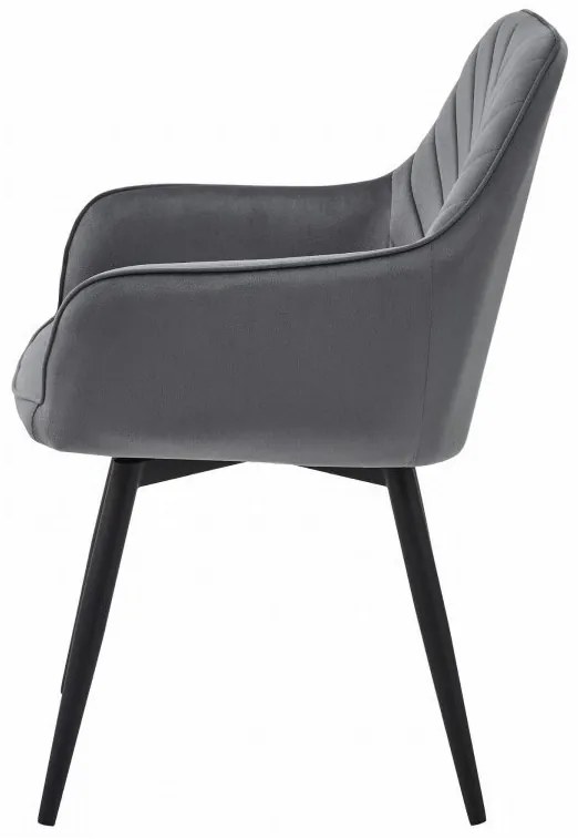 Otočné Kreslo NANA - tmavosivý zamat / čierne nohy