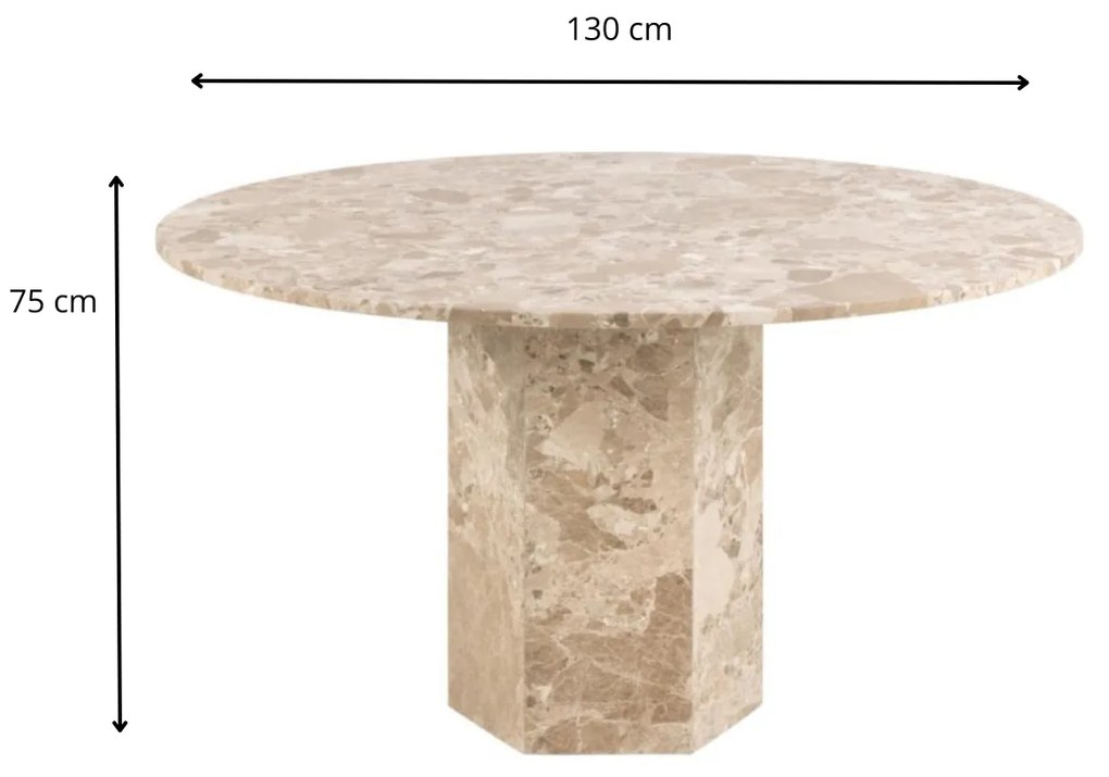 Jedálenský stôl Naxos 130 cm mramor Latte
