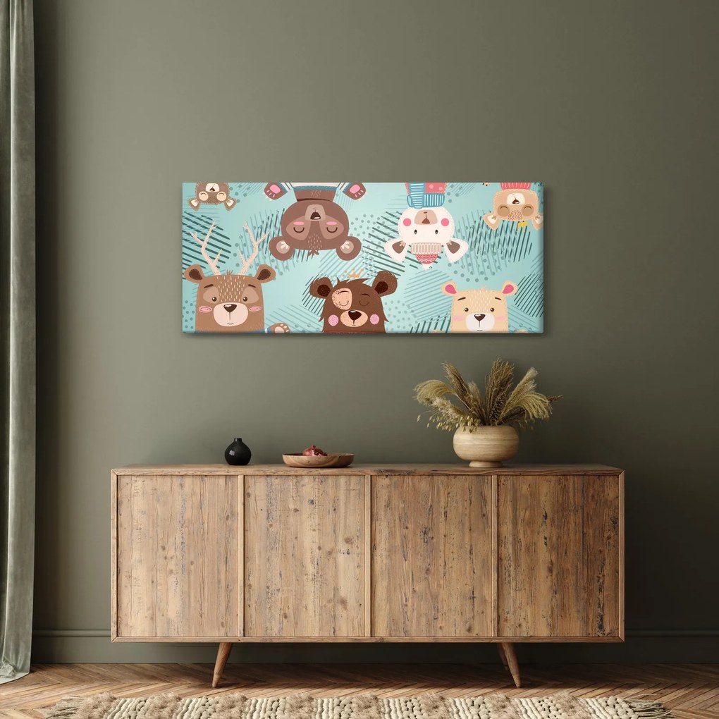 Obraz - Veselí medvedíci (120x50 cm)