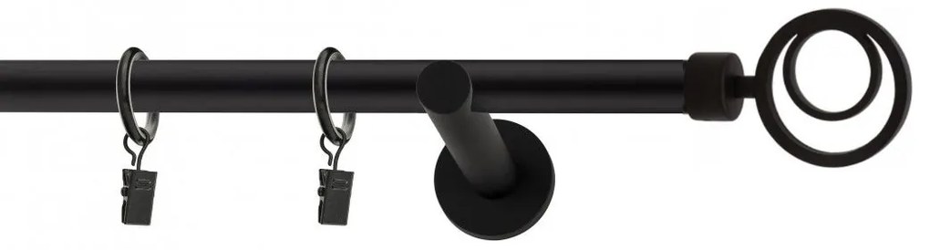 Dekorstudio Garniža jednoradová ORBIO čierna matná 19mm Dĺžka: 160cm, Typ uchytenia: Držiak otvorený, Typ príslušenstva: Bez príslušenstva