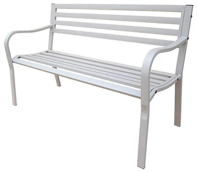 Sunfun Jana Záhradná lavica, 128 × 56 × 81 cm, oceľ, biela