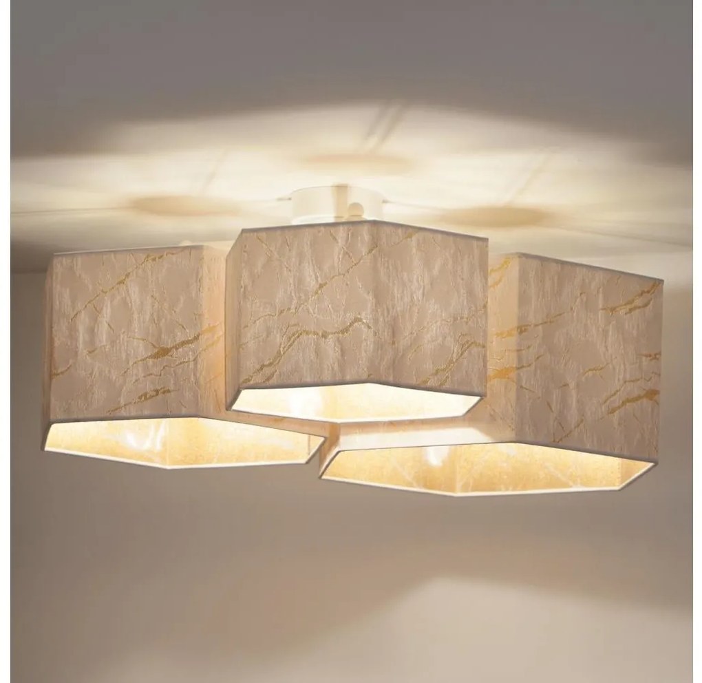 Duolla - Prisadený luster ROLLER TRIO HEX 3xE27/15W/230V biela/zlatá