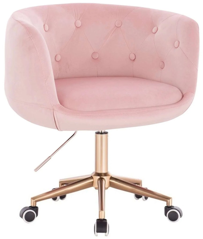 LuxuryForm DESIGN Kreslo MONTANA VELUR na zlatej podstave s kolieskami - ružové