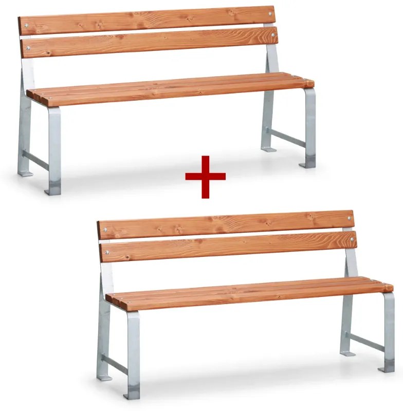 Parková lavička MEZZO s operadlom 1+1 ZADARMO, 1500 mm