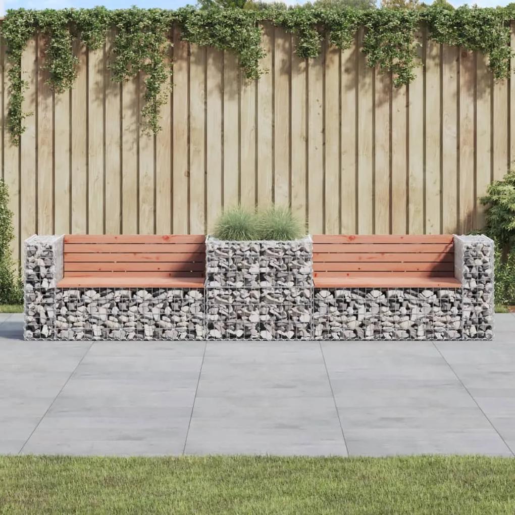 Záhradná lavička s gabiónovým košom masívne drevo douglas 3196246