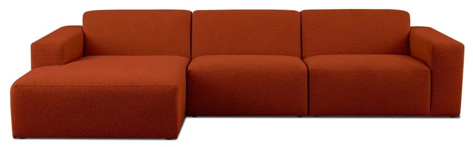 Rohová pohovka z textílie buklé v tehlovej farbe (ľavý roh) Roxy – Scandic