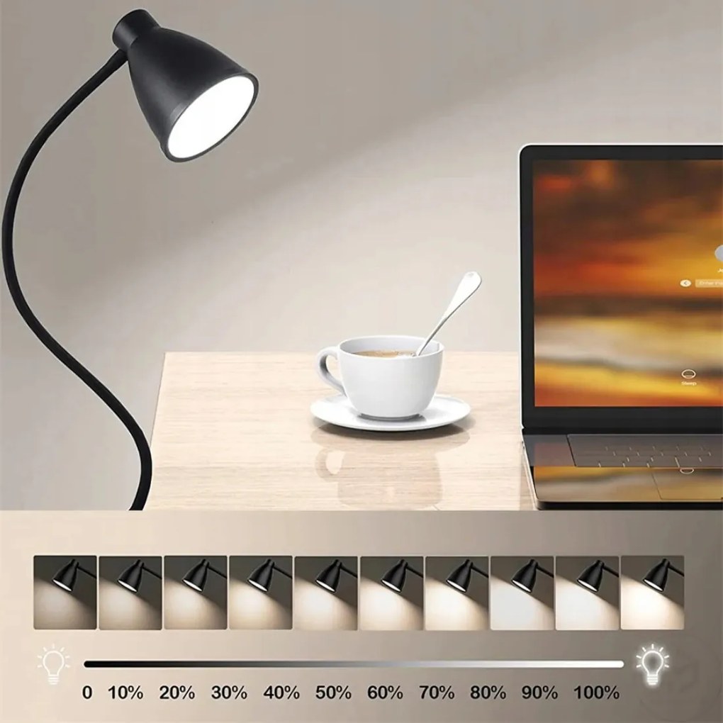 BERGE Andora LED stolná lampa s klipom 1xE27 čierna