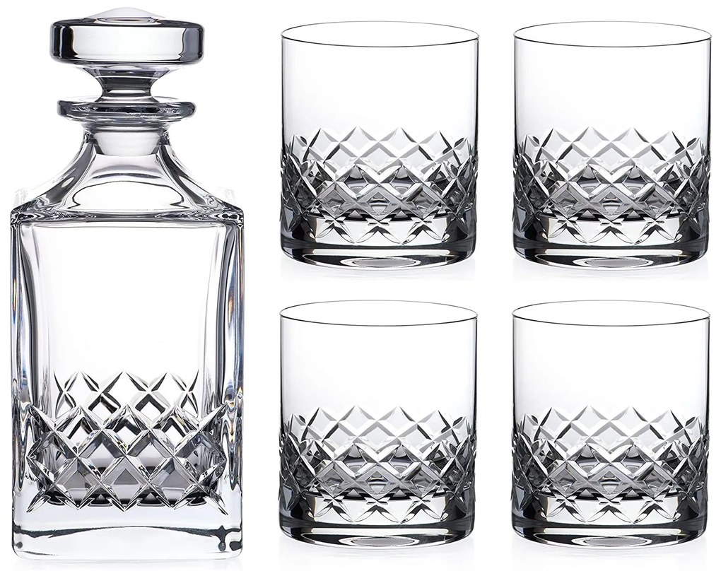 Diamante brúsený whisky set Grosvenor 1+4