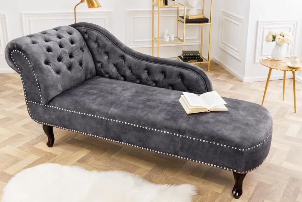 Invicta Interior - Leňoška CHESTERFIELD 170 cm šedá zamat
