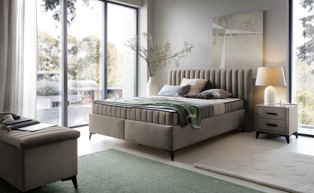 Posteľ Joy 160x200 cm, béžová látka