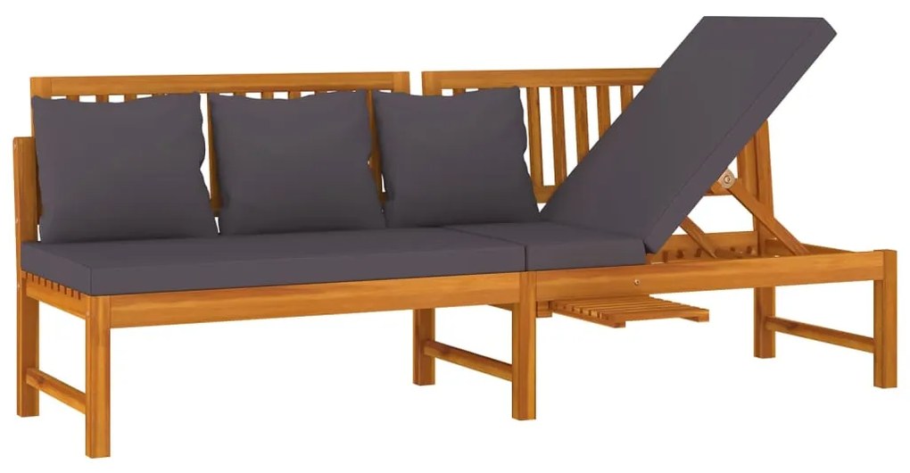 vidaXL Denná posteľ so sivým vankúšom 200x60x75 cm akáciový masív