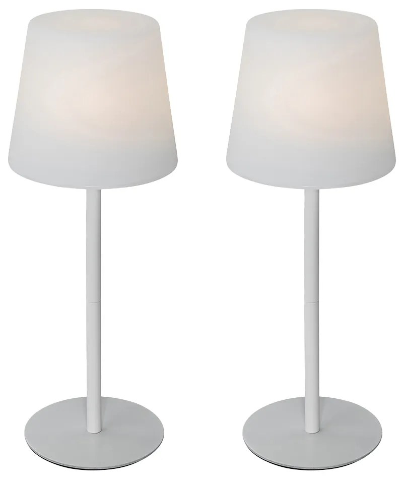 Sada 2 nabíjateľných stolných lamp bielych 40 cm IP54 - Jude