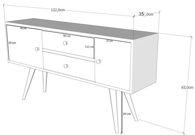 TV stolek ODENSE 122 cm bílý/ořech