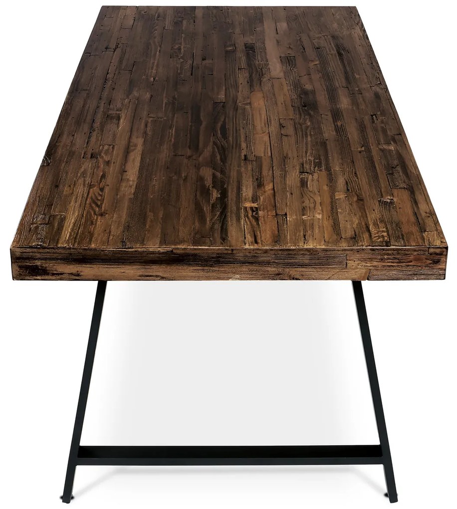 Autronic - Jídelní stůl, 180x90x76 cm, MDF deska, dýha odstín borovice, kovové nohy, černý lak - HT-536 PINE