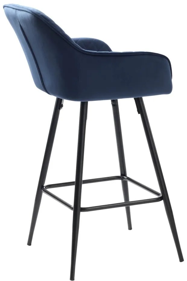 Modrá zamatová barová stolička (výška sedadla 67 cm) Milton – Unique Furniture