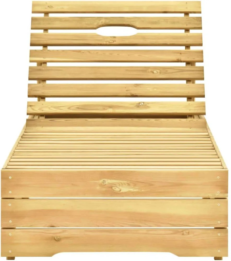 Ležadlo so sivohnedým vankúšom impregnované borovicové drevo