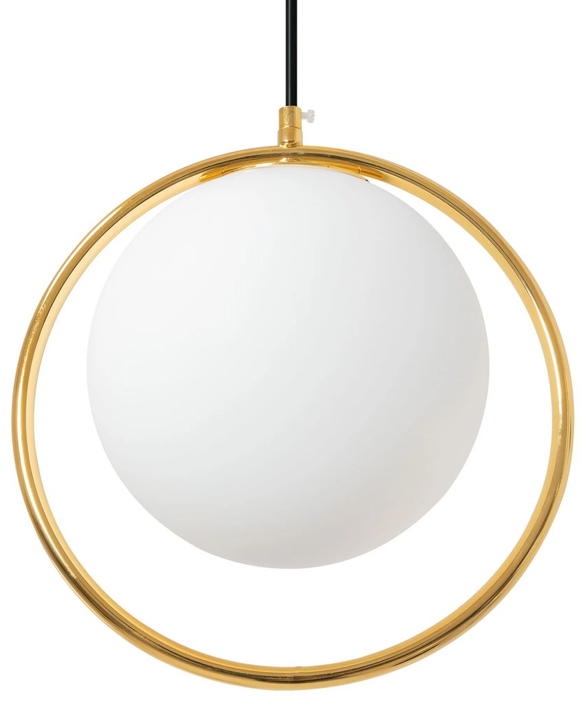 Toolight Toolight, Stropná lampa visiaca sklenená guľa 1xE27 APP430-1CP, zlatá-biela, OSW-01560
