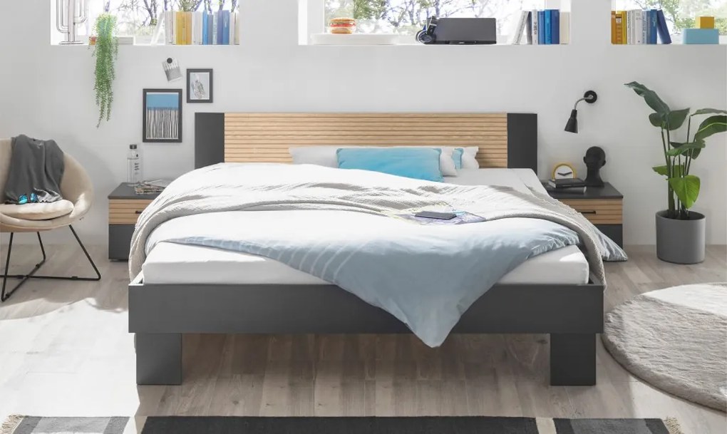 Nočný stolík Laurie, grafit/dub