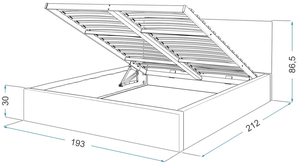 Čalúnená manželská posteľ s úložným priestorom Ingrit - krémová Rozmer: 180x200