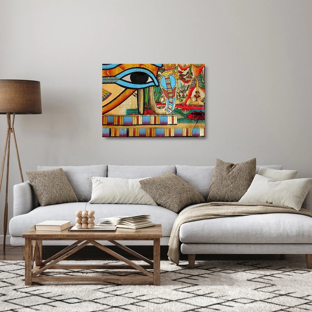 Sklenený obraz s egyptskými motívmi (70x50 cm)